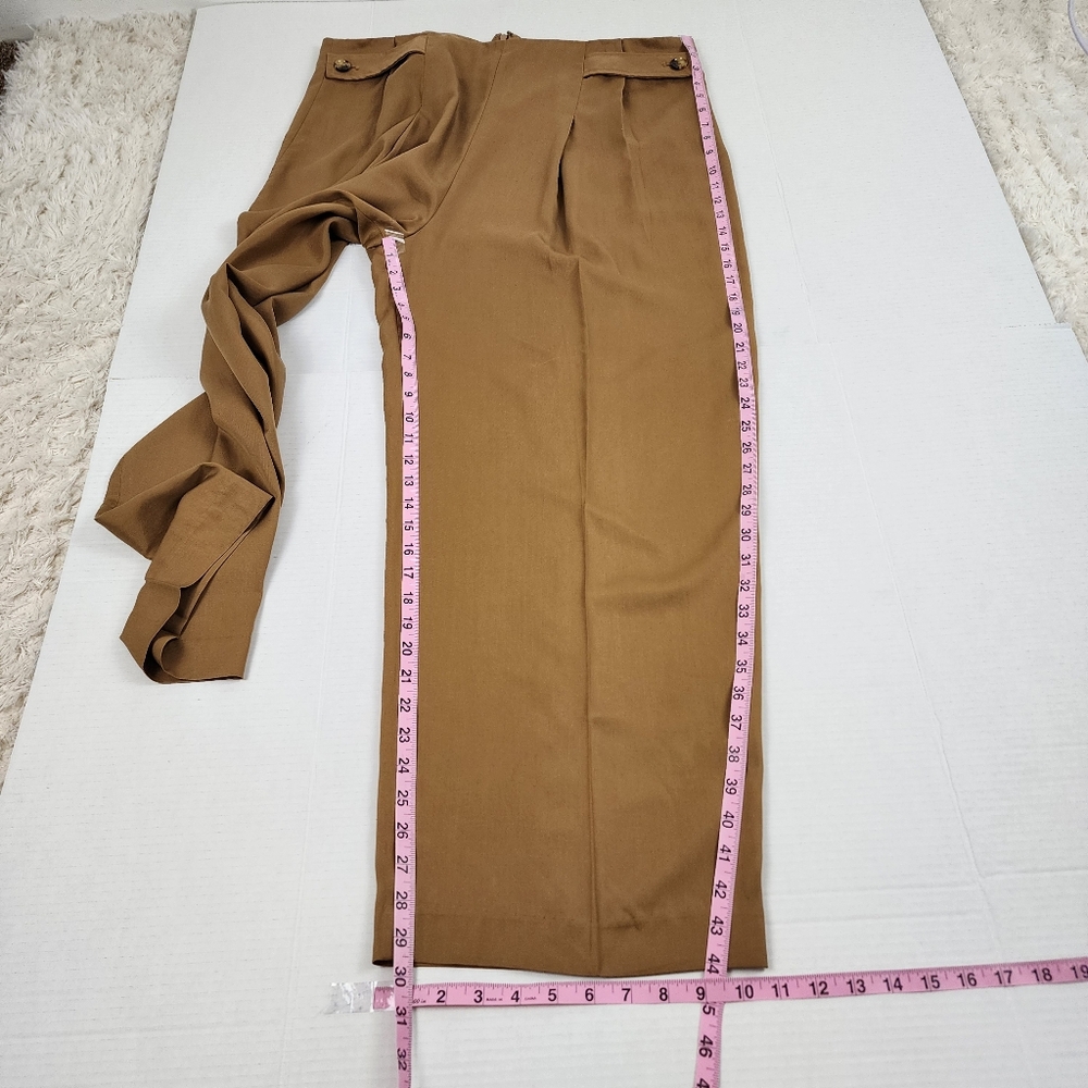 Banana Republic Wide Leg Pants Pleated Trouser Tan Tencel Lyocell Size 18 - Picture 10 of 12